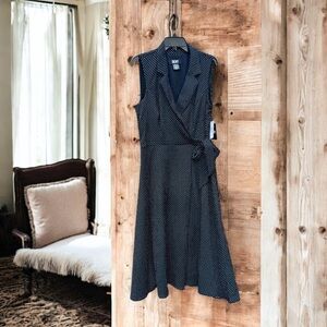 Dkny Women's Printed Tie-Waist Sleeveless A-Line Dress NWT